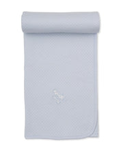 Load image into Gallery viewer, Giraffe Laughs Blue Jacquard Blanket
