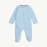 Blue Pointelle Magnetic Cotton Footie