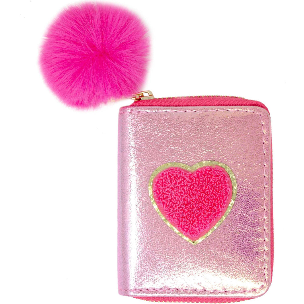 Hot Pink Shiny Heart Patch Wallet