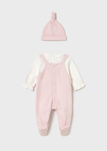 Baby Pink One Piece & Hat Set