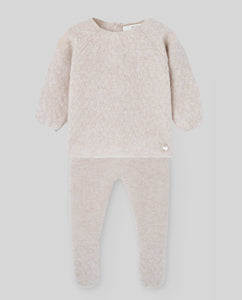 Wool/Cashmere Blend Sand Knit Set 6m