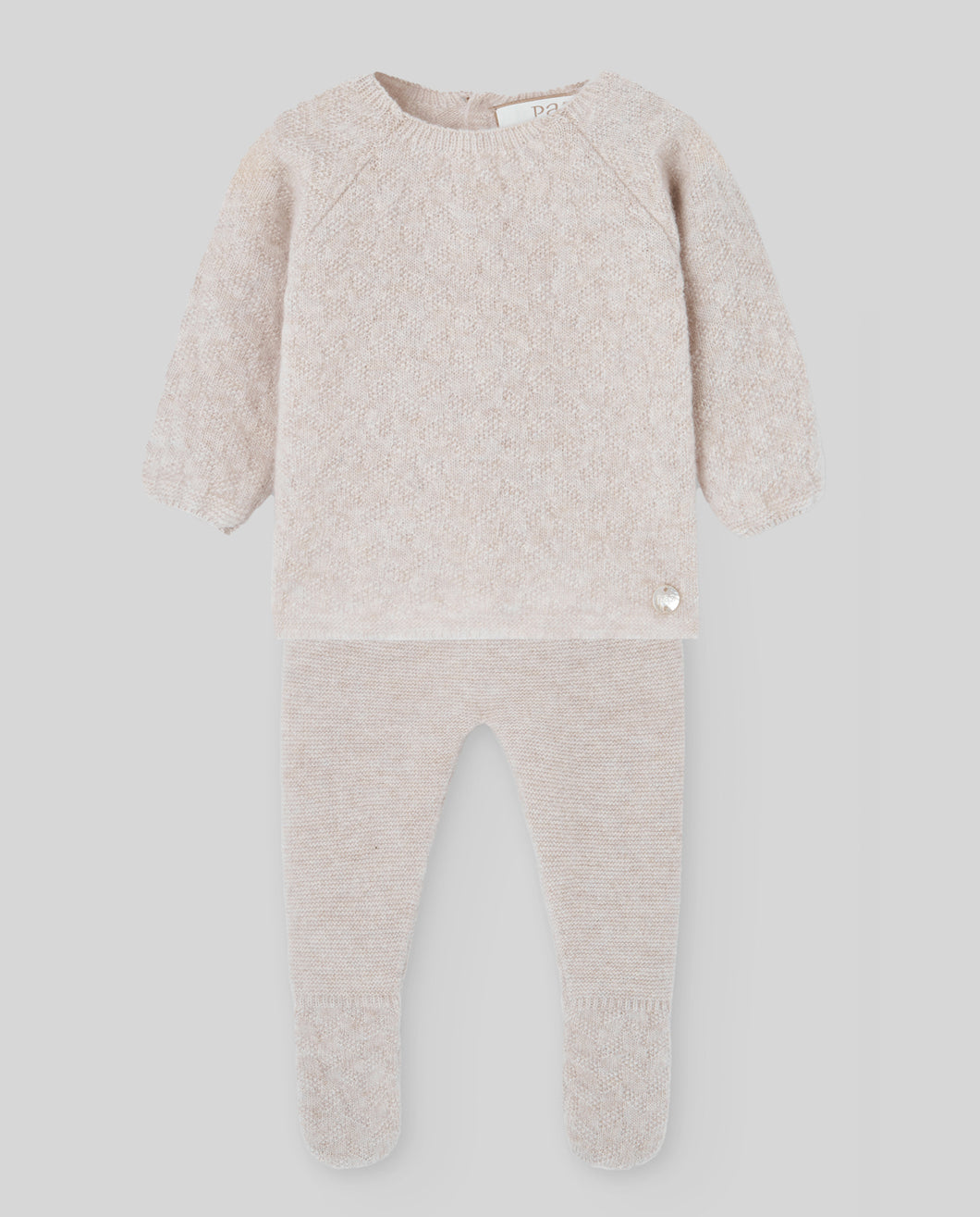 Wool/Cashmere Blend Sand Knit Set 6m