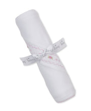 Load image into Gallery viewer, White &amp; Pink Hand Smocked Blanket
