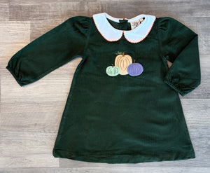 Forest Green Corduroy Collar Dress