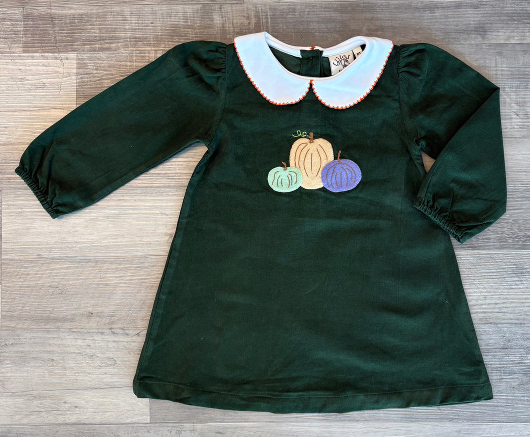 Forest Green Corduroy Collar Dress