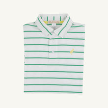 Load image into Gallery viewer, Gibson Green Yellow Stripe Prim &amp; Proper Polo
