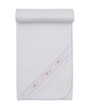 Load image into Gallery viewer, White &amp; Pink Hand Smocked Blanket
