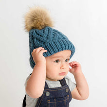 Load image into Gallery viewer, Slate Blue Pop Pom Pom Beanie Hat
