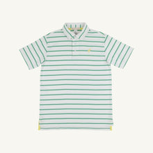Load image into Gallery viewer, Gibson Green Yellow Stripe Prim &amp; Proper Polo
