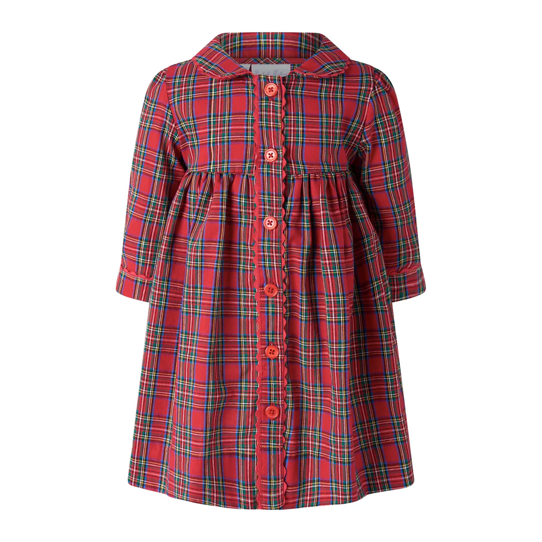 Red Tartan Button-front Dress & Bloomers