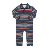 Kingston Polo Romper Chambray Multi Stripe