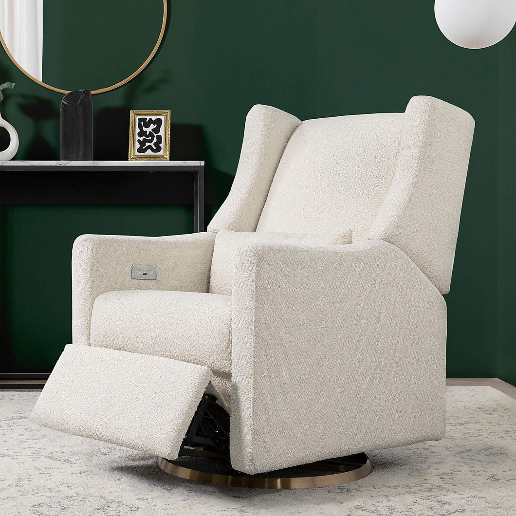 Kiwi Glider Recliner - Ivory Boucle with Gold Base