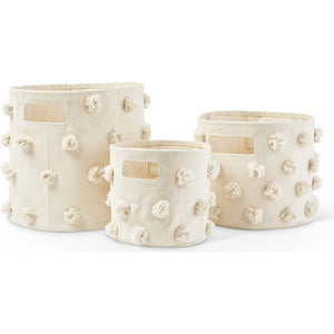 Pom Pom Canvas Containers- Natural